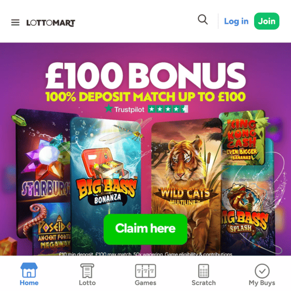 Lottomart Homepage Bonus Offer