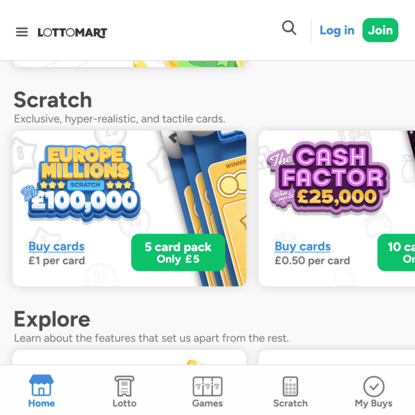 Lottomart Scratch Cards Europe Millions The Cash Factor